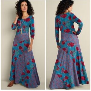 Soft Surroundings NWOT womans boho Floral Long Sleeve Maxi Dress size L